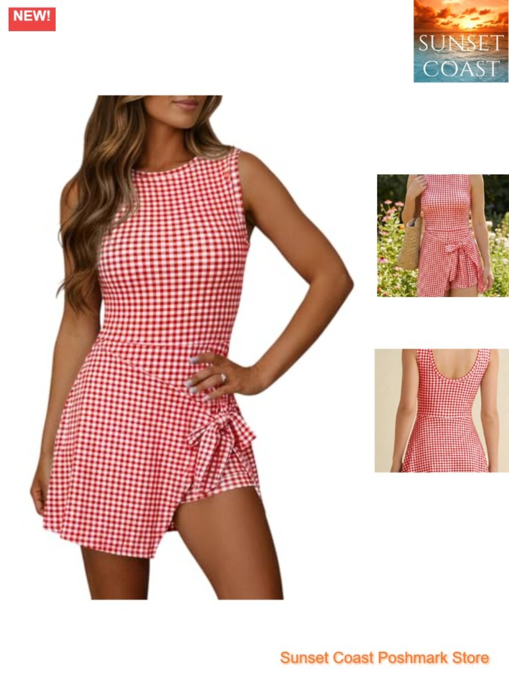 Sleeveless Wrap Mini Dress with Shorts Skort Tank Sun Dress Bodycon